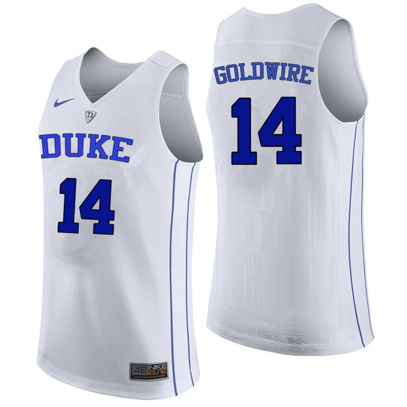 Men Duke Blue Devils #14 Jordan Goldwire College Basketball Jerseys Sale-White - Click Image to Close